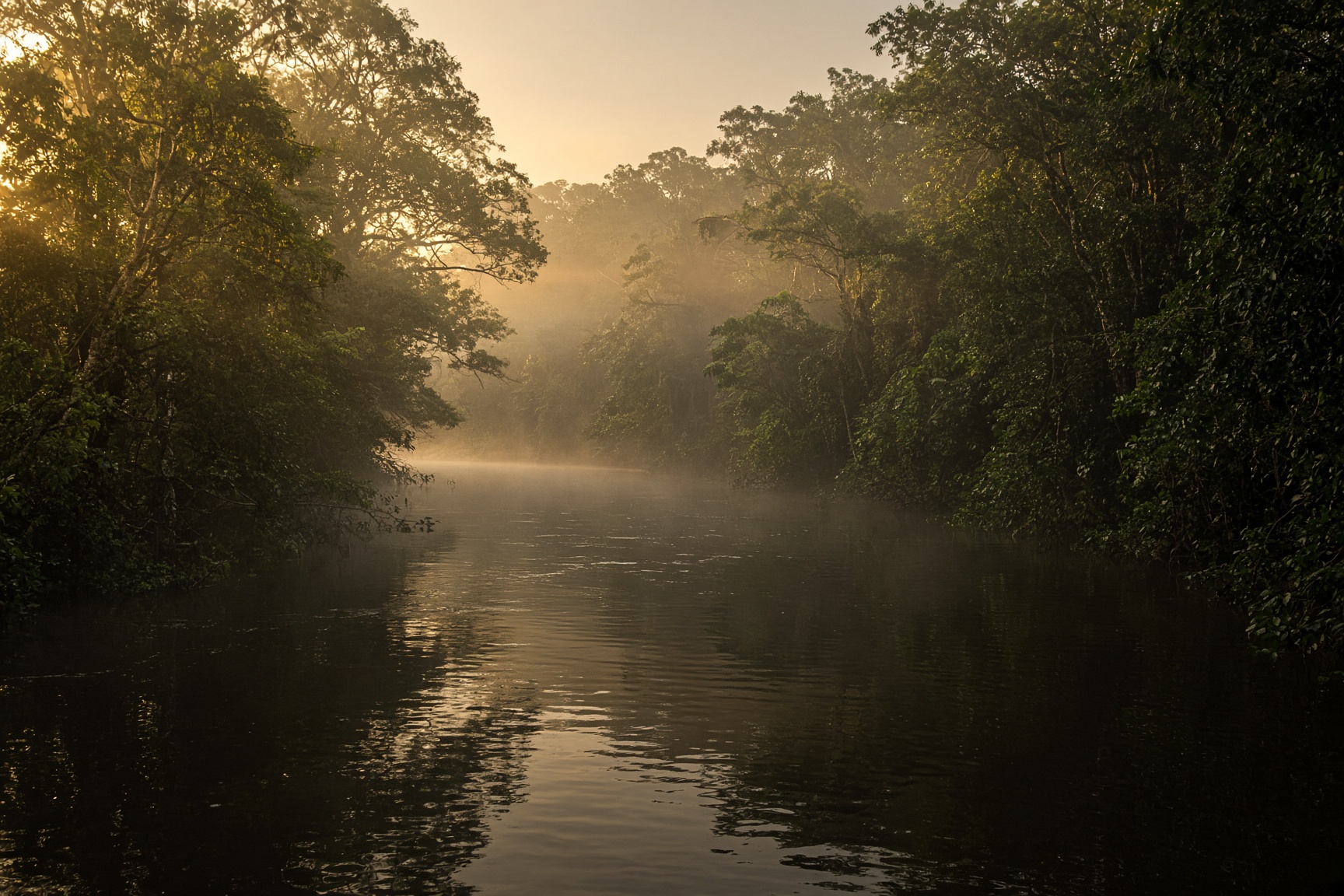 Morning mist on a river inside the Pantanal